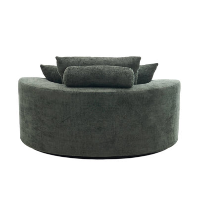 55" Oversized Boneless Swivel Round Pillow Back Sofa, Modern Comfy Lounge Seating
