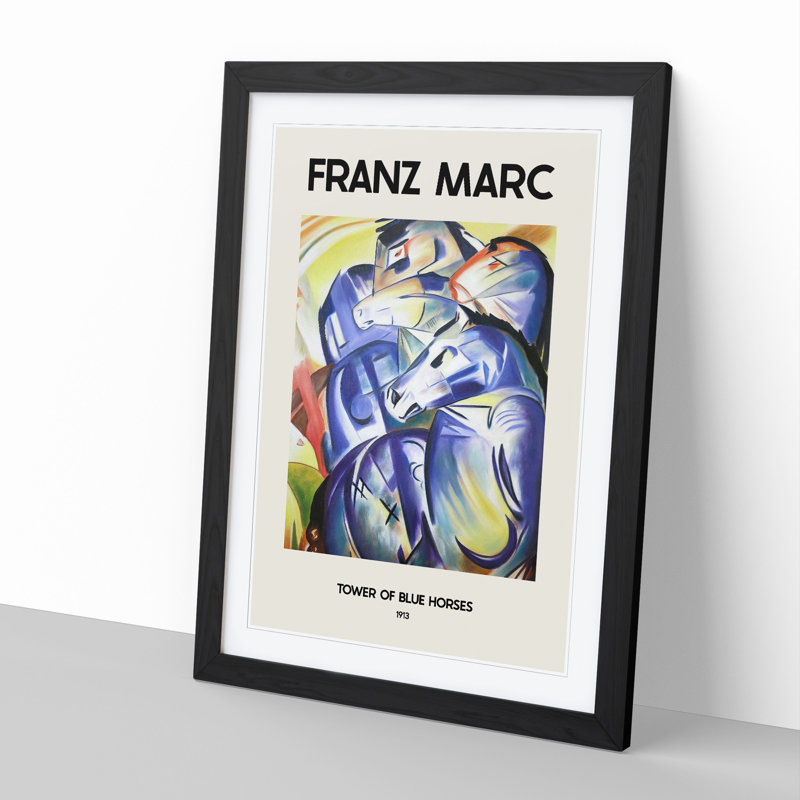 Blue Horses by Pierre-Auguste Renoir - Picture Frame Graphic Art, Black, 36cm H x 27cm W x 2cm D