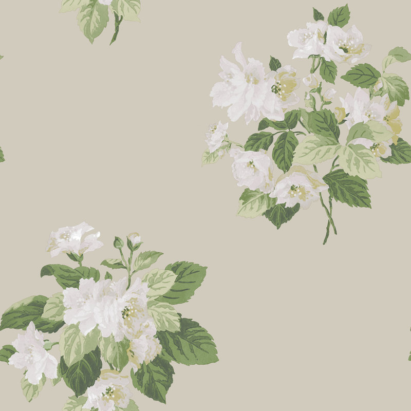 Batres 10m x 53cm Matte Wallpaper Roll, Taupe/White