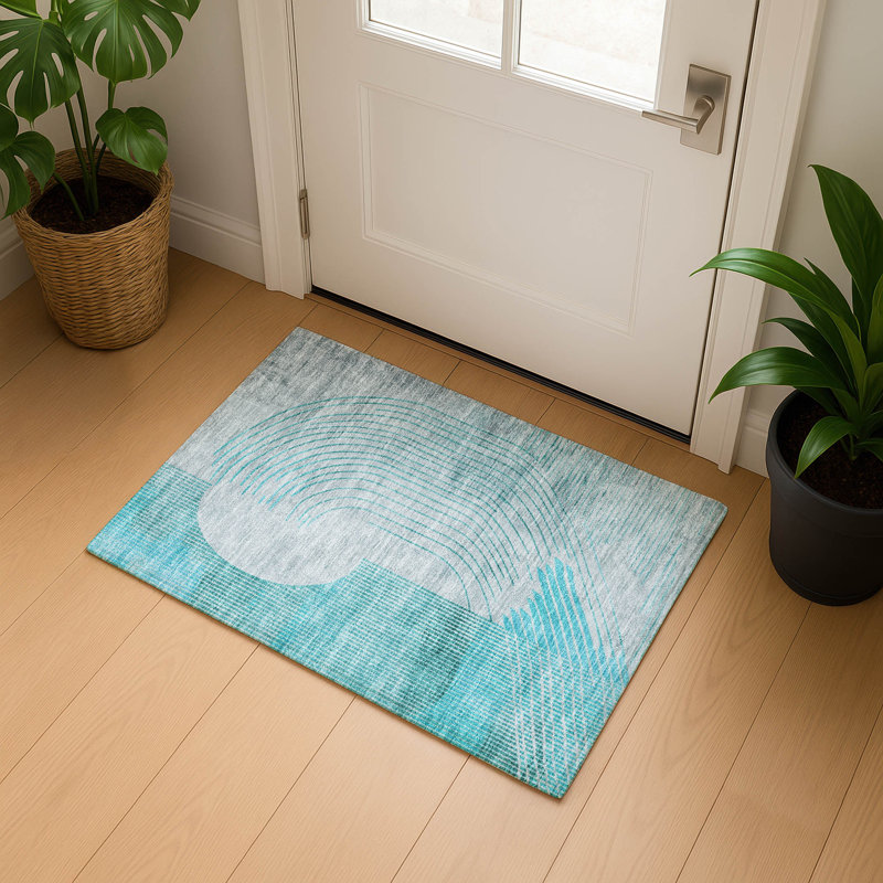 Premium Machine Washable Ariel Geometric Rug, Rectangle 1'8" x 2'6"