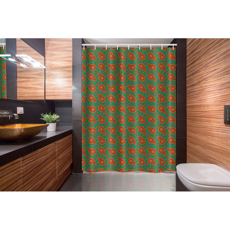 Paisley Shower Curtain with Hooks Included, 78" H x 54" W