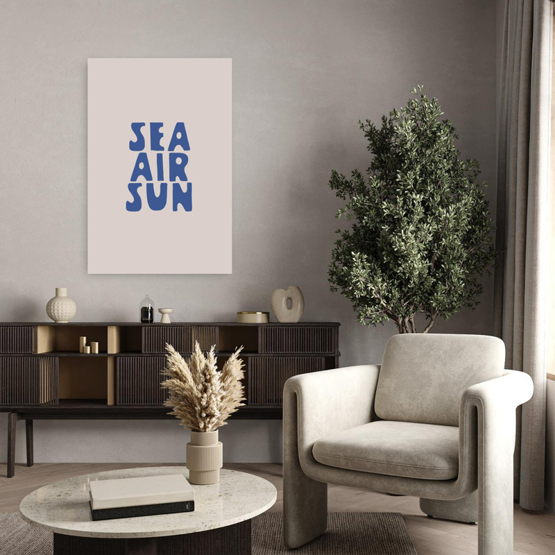 Art mural côtier contemporain serein abstrait, 36" H x 24" W