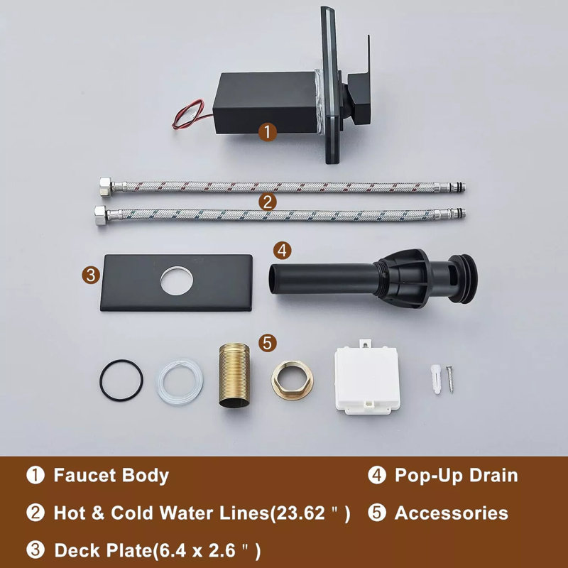 Robinet de lavabo de salle de bain à DEL, robinet de meuble-lavabo monotrou noir mat