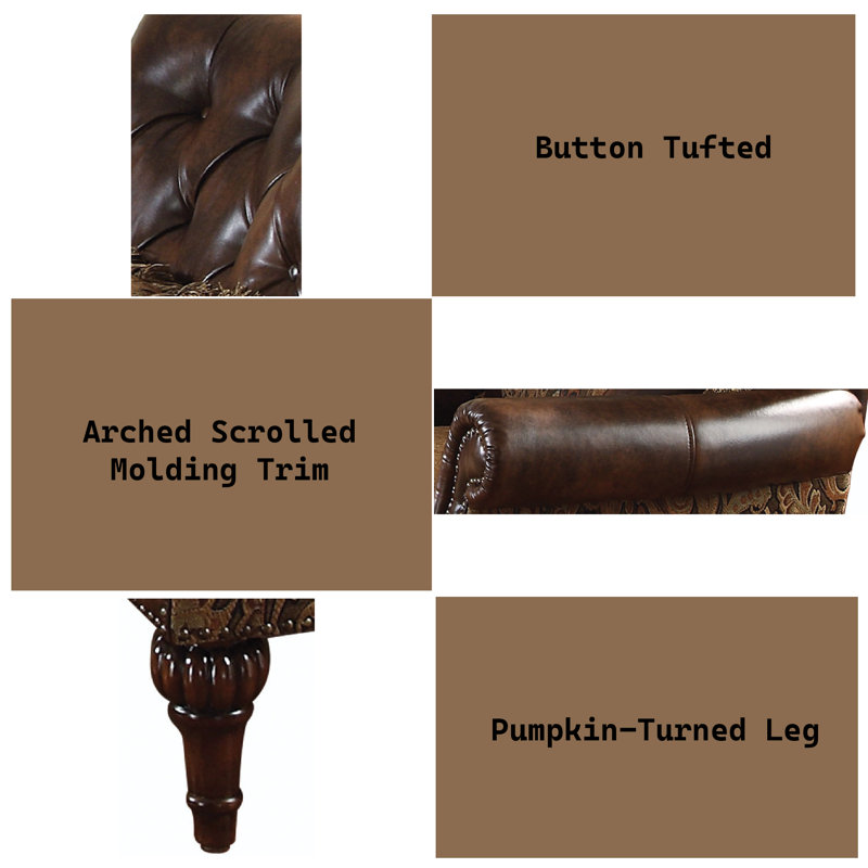 Fauteuil capitonné brun et cerise Dreena