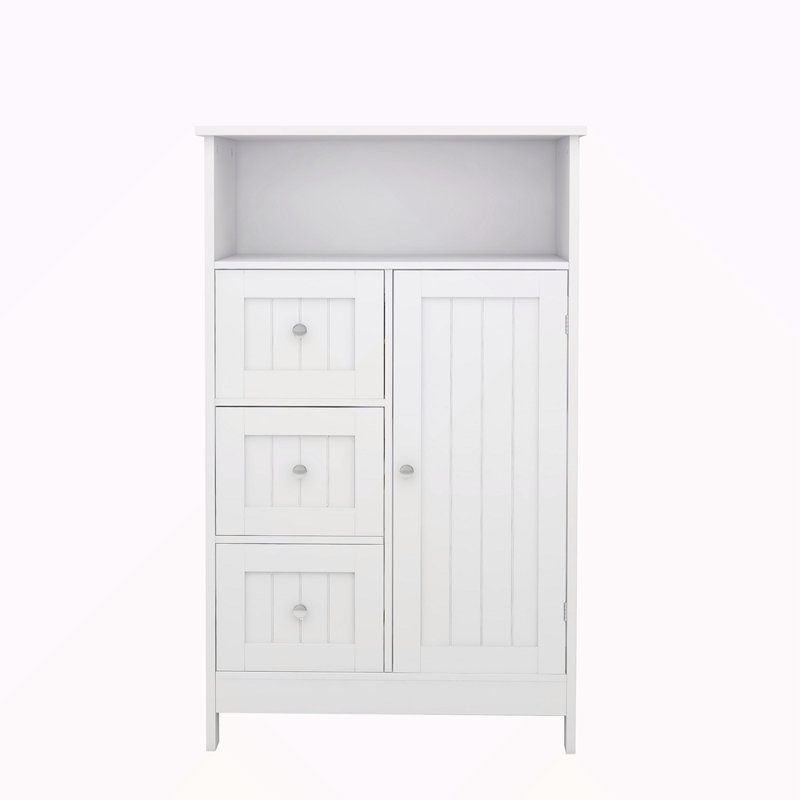 Armoire de rangement pour salle de bain avec 3 tiroirs et 1 porte