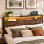 Lit Livia Queen avec 4 tiroirs et tête de lit ouverte avec rangement, lampe DEL réglable et station de recharge, sommier non requis-975702965-960648542