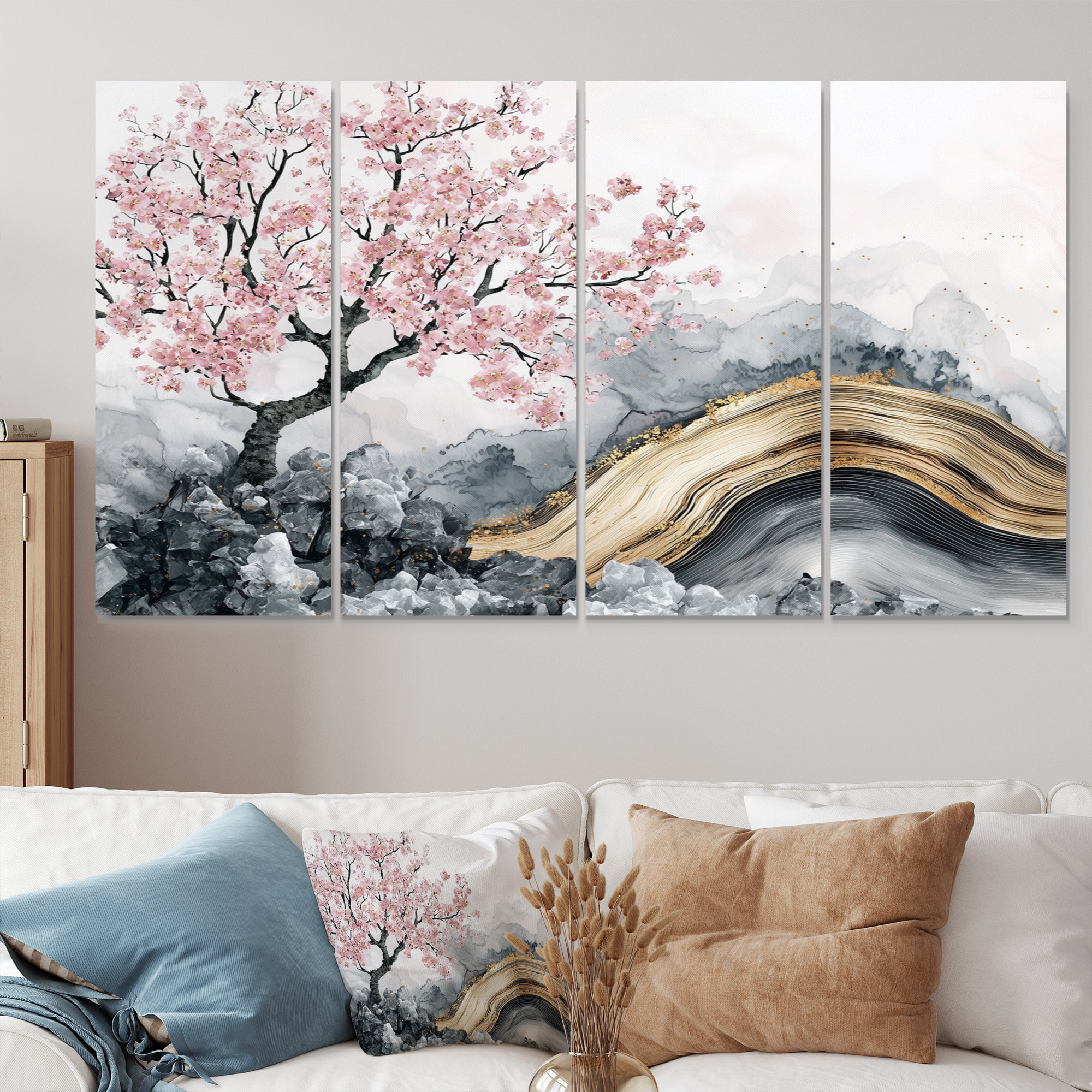 Red Barrel Studio Marble Cherry Blossom Trees Poetry Of Petals II ...