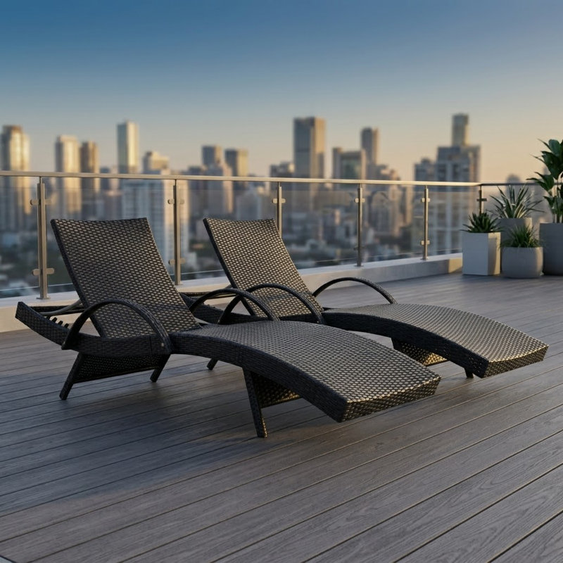 Duskin Outdoor Chaise Lounge Set, Black