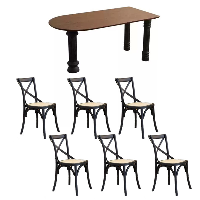 Ensembles de table de salle à manger créatifs rétro en bois massif., 7