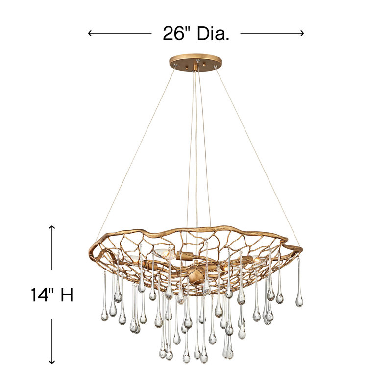 Laguna 4-Light Modern Chandelier with Glass Water Droplets by Lisa McDennon