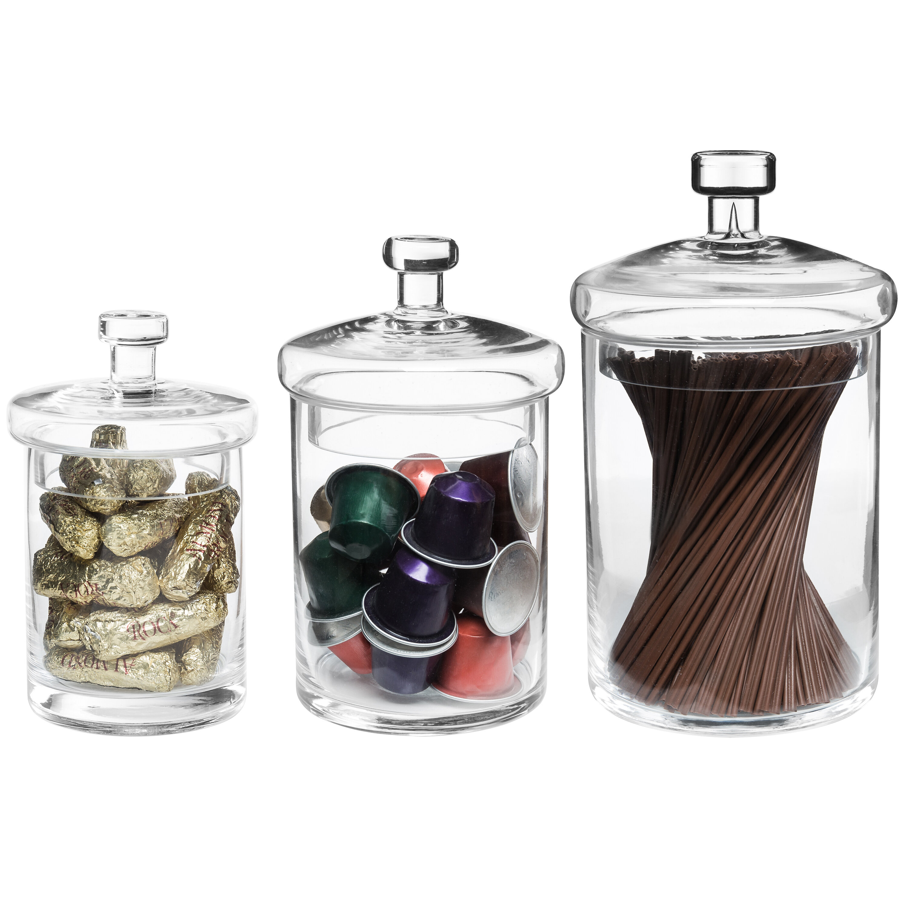 Decorative Glass Apothecary Candy Jars, Home Storage Canisters w/ Lids, Set  of 4