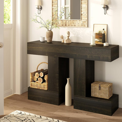 47.24-Inch Console Table, Farmhouse Sofa Table Behind Couch With Storage, Industrial Entryway Table For Living Room, Hallway, Entrance & Foyer, Wood F by Ebern Designs