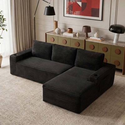 Canapé modulaire moderne désossé en nuage avec siège profond et porte-gobelet