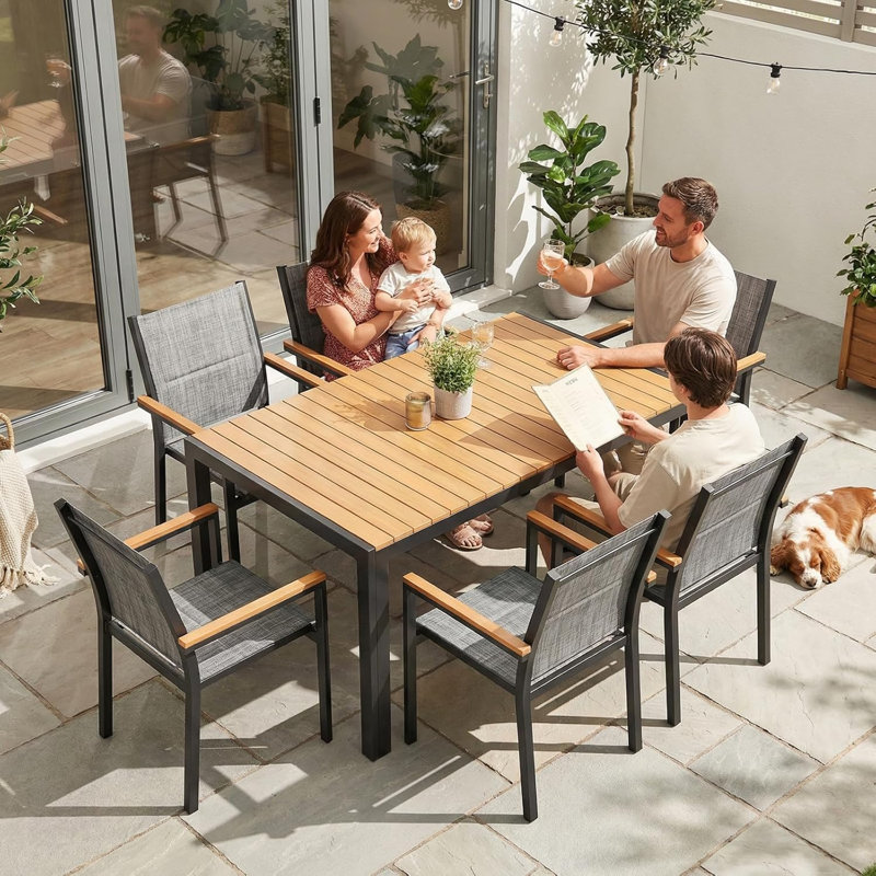 Stacking Patio Dining Armchair, Grey
