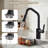 Pull-Down Kitchen Faucet With Built-In Cleaning Brush, LED Temperature Display, 3 Spray Modes-122759725