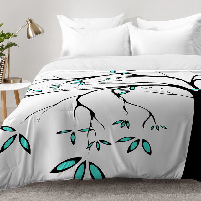 Ensemble d'édredon Garden Delight Aqua Breeze, Édredon double / grand + 2 taies décoratives sta