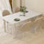 Table de salle à manger blanche en pierre rectangulaire avec fer pour la salle à manger / cuisine-1069170228