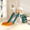 Ensemble de glissade 7 en 1 pour tout-petits d'intérieur pour bébé d'âge extérieur 1-3 avec basket-ball de golf, vert et jaune