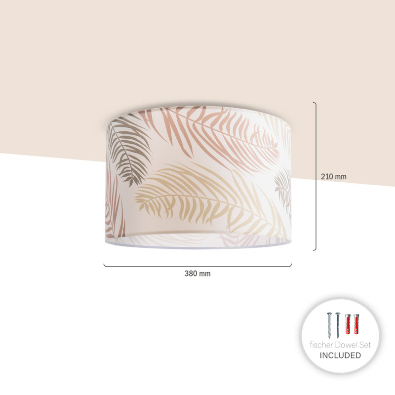 Quinnesec Fabric Flush Ceiling Light, 24.5cm H x 38cm W x 38cm D