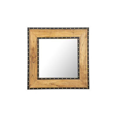 Aerica Wood Flat Wall Mirror with Hooks