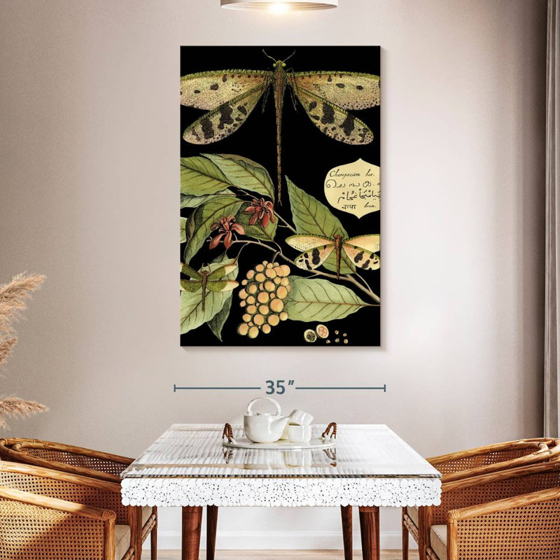 Keiri Whimsical Dragonfly On Black I, 51" H x 34" W