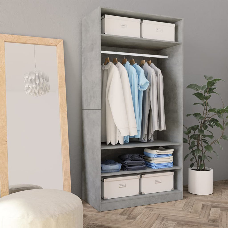 Abbeydale Wardrobe, 200cm H x 100cm W x 50cm D, Concrete Grey