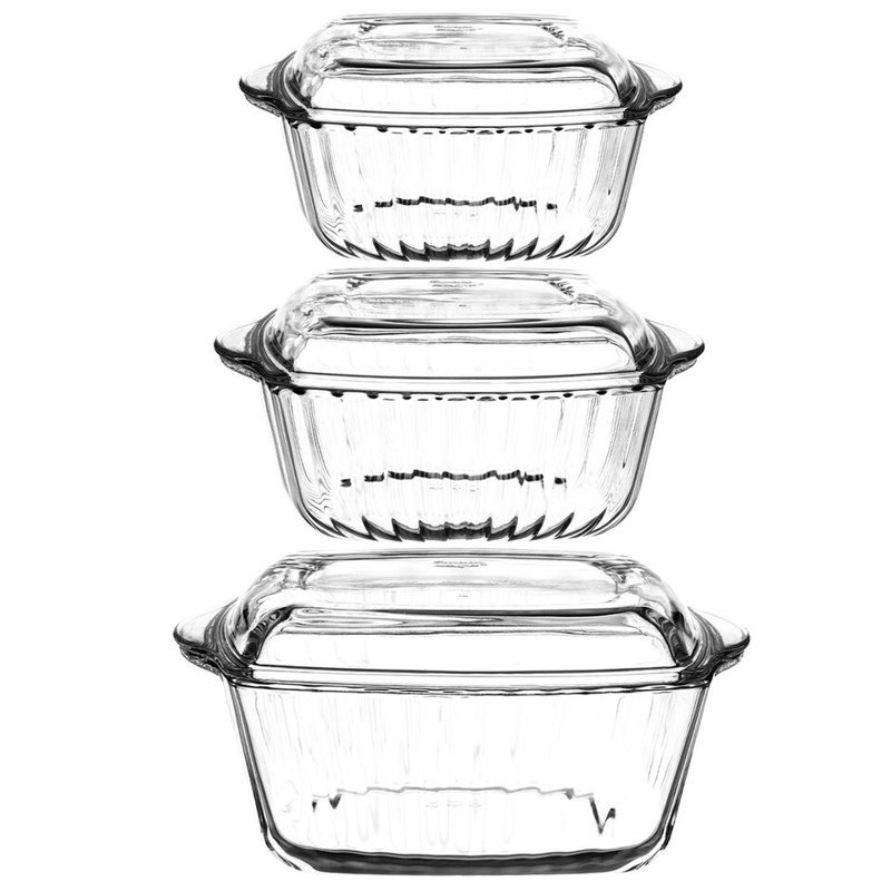 Queensway Home & Dining 1L Non-Stick Glass Dutch Oven