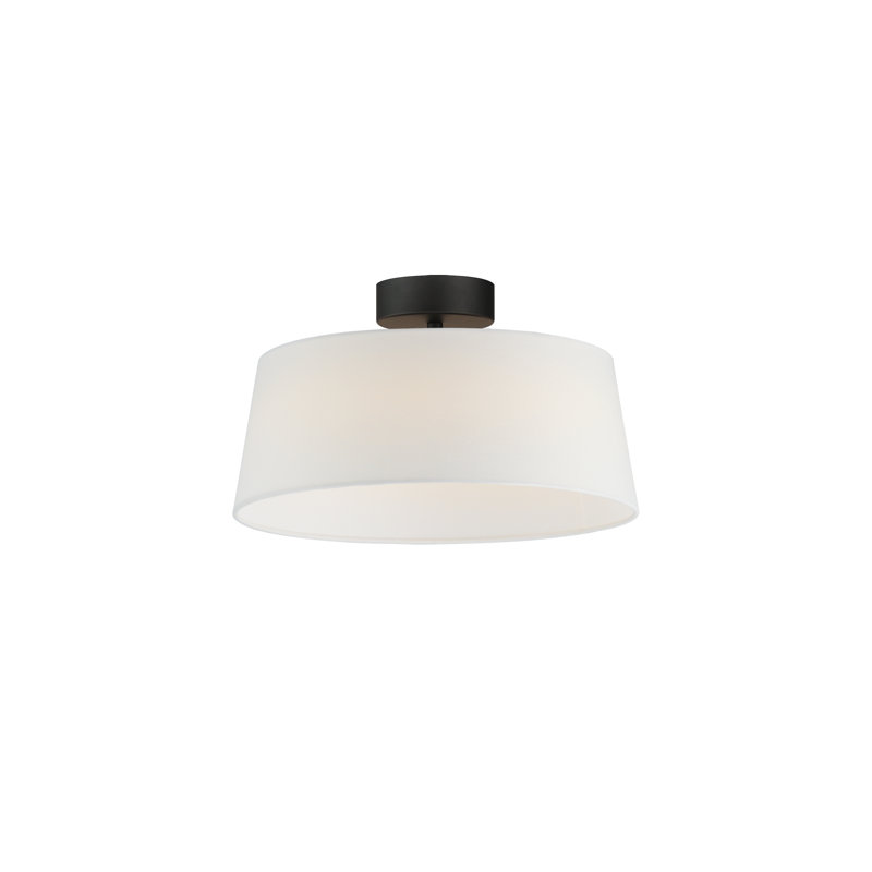 Melva Linen LED Semi Flush Mount, Black, 8.75" H x 16" W x 16" D