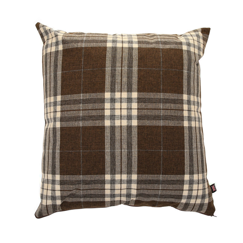 Chagnon Plaid Square Cushion, 55cm x 55cm, Brown