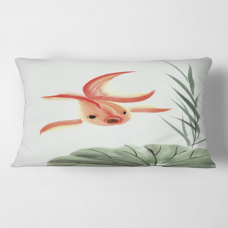 Housse de coussin rectangulaire et insert Goldfish and the Lotus Leaf