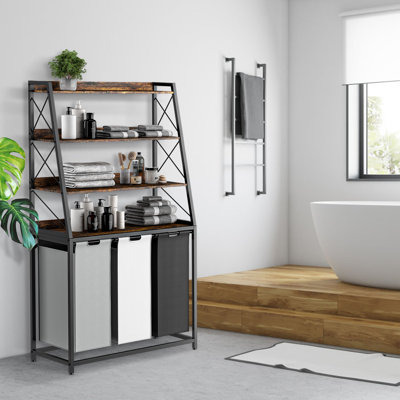 Panier à linge compact avec 4 tablettes