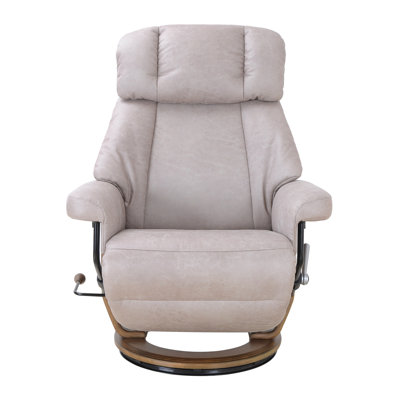 Upholstered Swivel Recliner – 360° Swivel, Adjustable Headrest and Flip-Up Footrest