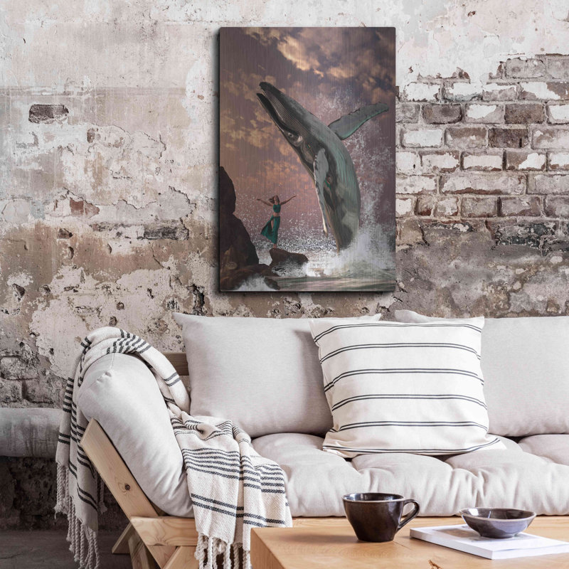 «Whale Watcher» par Daniel Eskridge, art mural en métal, H 36 po x l 24 po