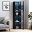 Armoire noire avec bande en aluminium - Design latéral durable et fonctionnel Positionnement sécuritaire de la lampe Grands compartiments de rangement offerts l 40 x P 29 x H 170 cm 49,37 lb