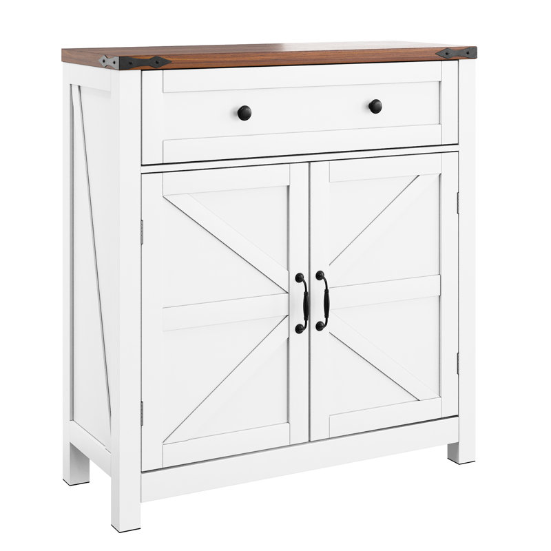 Armoire de cuisine blanche - construction avec tiroir spacieux et tablette réglable de style Mid-Century moderne avec 2 portes