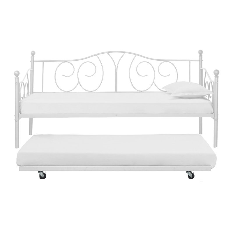 Korecky Steel Daybed with Trundle Bed, White