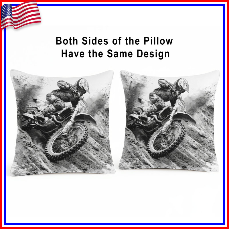Coussin Motocross, 18 po x 18 po