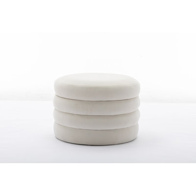 Storage Round Ottoman,elvet Fabric Storage Round Ottoman Footstool With Wooden Shelving