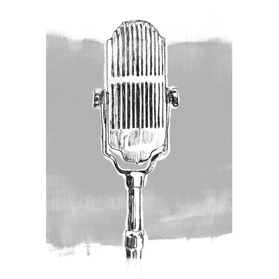 Monochrome Microphone II by June Erica Vess - Wrapped Canvas Painting