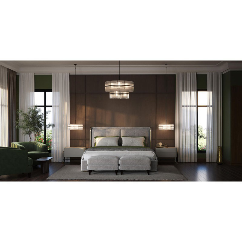 Lustre contemporain à neuf lumières, Noir mat