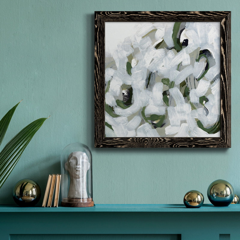 Snow Lichen I-Premium, toile encadrée - prête à être accrochée, Cadre noir, H 35,5 po x l 35,5 po x P 1,5 po