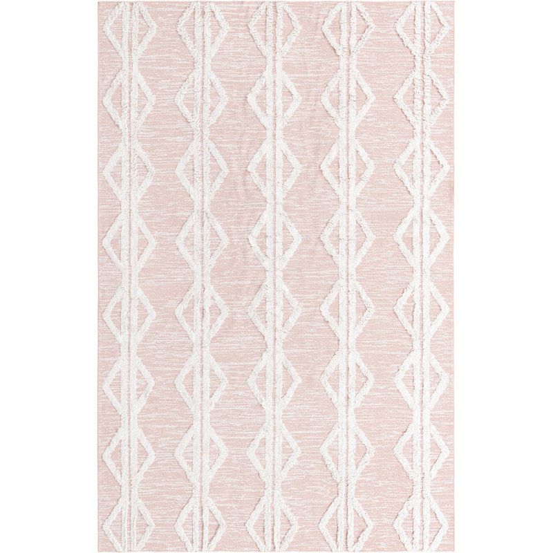 Tapis contemporain de couleur rose Dudziak, Rectangle 5 pi 3 po x 8 pi