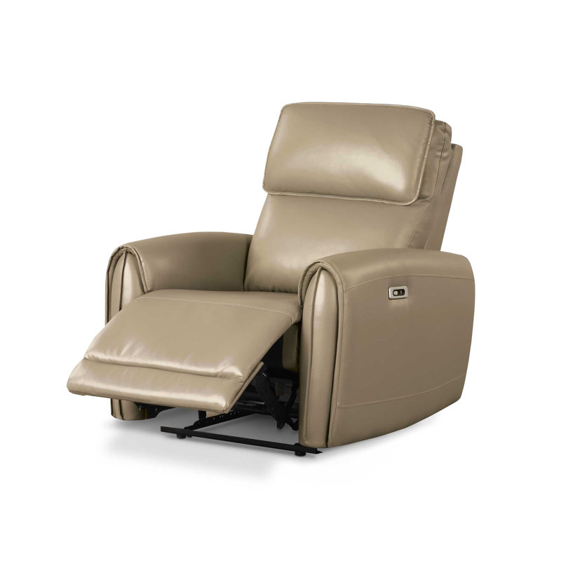 35.4" W Contemporary Power Recliner, Beige, Beige
