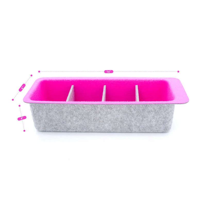 Bac de rangement 4 compartiments, Rose / gris