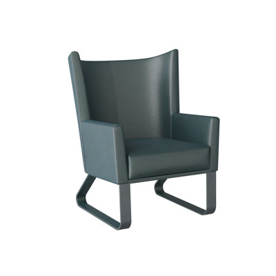Bleu Leather Wingback Chair