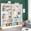 Bibliothèque blanche 78 pouces à 7 niveaux avec rangement spacieux pour le salon, le bureau et la chambre à coucher