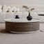 Table basse ronde en bois massif brun
