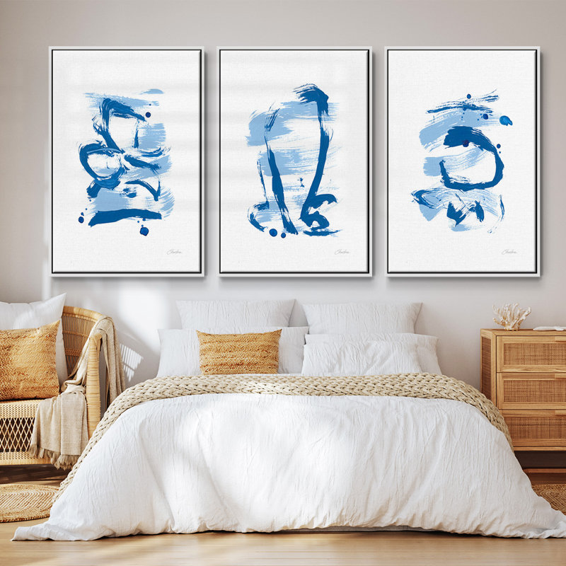 «Blue Breeze I», ensemble de 3 reproductions de photos sur toiles, Blanc, H 27 po x l 54 po