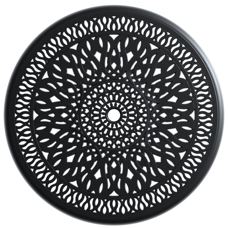 34.62" Patio Dining Table In Cast Aluminum Black Frame - Design, Elegant Appearance Outdoor Table, 34.62-Inch Material, Comfortable
