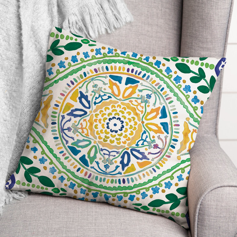 Housse et insert de coussin extérieur d'extérieur, Jaune, Floral 1